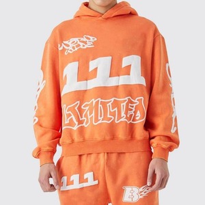 Chándales de lana lavados con ácido de calidad superior de Pakistan Factory, conjuntos de Jogger con capucha y logotipo personalizado, Etiqueta Privada - Product Image 3