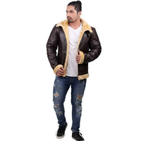 Nouvelle arrivée, veste d'hiver pour homme Shear-Ling B3, qualité supérieure, cuir et toile imperméables, coupe-vent, respirante, col montant