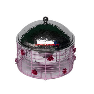 Calentador de alimentos de acero inoxidable, hecha a mano cazuela de diseñador de buena calidad, vajilla de mesa de forma redonda, olla caliente de metal - Product Image 6