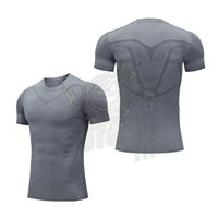 Chemise habillée de compression grise pour hommes, vêtements de jogging, t-shirt à manches courtes, sous-vêtement de couche de base, entraînement de gymnastique, course à pied, athlétique