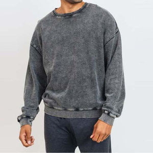 Vêtements d'hiver OEM/ODM pour hommes, sweat-shirts décontractés à boutons, design uni, lavage à l'acide, logo personnalisé, impression vintage, broderie - Product Image 6