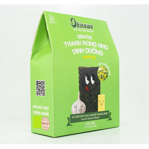 Délicieux snacks de barre supérieure sains de 18g algues de raisin de mer aromatisées au beurre d'ail nutritif dans un emballage en sac - Product Image 1