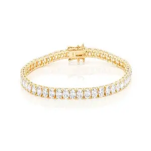 Brazalete de Tenis de Lujo con Diamantes Naturales de Corte Brillante de 10.50CTW, Certificado IGI, Oro Amarillo de 18K, Engaste de Puntas, Estilo Hip Hop para Mujer - Product Image 1