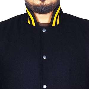 Canvas Varsity Jacket Stand Collar Thin Wool Sleeves Breathable Winter Sports <b>Team</b> Events Custom Logo Front <b>Young</b> Adults - Product Image 3