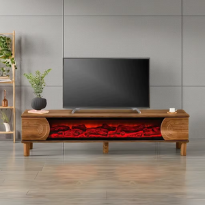 Soporte de consola de TV de madera moderno convertible de lujo, estilo de diseño minimalista eléctrico, función de almacenamiento de luz para sala de estar y dormitorio - Product Image 1