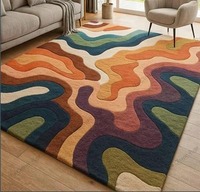 Tapis de prière tufté fait main à carreaux, en mélange de poils doux de laine de Nouvelle-Zélande/viscose/polyester |   Traditionnel, écologique, antistatique