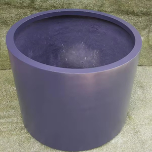 KNT Creations Pot de fleurs circulaire classique moderne en fibre de verre léger et durable, finition mate ou brillante, pour intérieur, extérieur, jardin et maison - Product Image 1