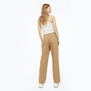 Pantalones cargo holgados OEM ODM para mujer, pantalones de chándal de lona de gran tamaño, pantalones holgados informales vintage con estilo frontal plano a la venta - Product Image 4