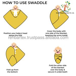 Couverture d'emmaillotage pour bébé en coton 100% de haute qualité, douce, respirante et écologique, taille personnalisée et couleur unie, enveloppe d'été pour nouveau-nés - Product Image 6