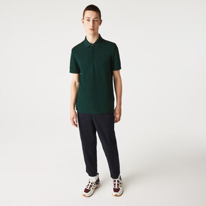 Custom Embroidered Logo Regular Fit 100% Dark <b>Green</b> Stretch Cotton Pique <b>Polo</b> <b>Shirt</b> with Concealed Button Placket and Rib - Product Image 2