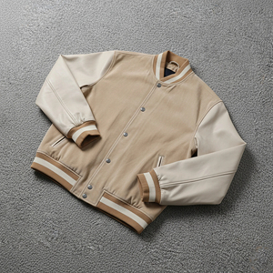 Chaqueta de invierno hip hop de lana de primera calidad de estilo único High Street personalizada del fabricante para hombres con mangas de cuero cálidas - Product Image 5