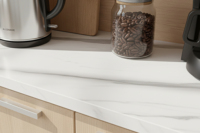 Meuble de cuisine et bar à café moderne K206 en panneau de particules mélaminé et stratifié PU, fabriqué en Malaisie
