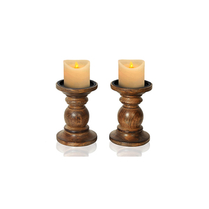 Porte-bougie écologique fait main en bois de manguier naturel pour la décoration de la maison et les décorations de mariage - Product Image 1