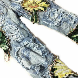 Nouveaux patchs pour hommes, pantalon baggy, taille haute, jean d'hiver avec fermeture à glissière, poche droite, coupe ample - Product Image 6
