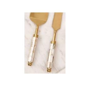 Cuchillo y servidor de latón para pastel Cuchillo Servidor Pastel de bodas Cuchillo y servidor Juego sólido a precio al por mayor - Product Image 4