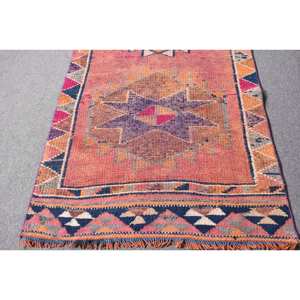 Vintage 3.1 X 11.5ft turc Kilim laine tapis audacieux Orange violet Patchwork Design Latex support Rectangle couloir pour la décoration de la chambre - Product Image 4