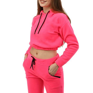 2024 Logo personnalisé femmes athlétique Jogging costumes respirant décontracté à capuche coupe régulière coton survêtement manches longues pour l'hiver - Product Image 1