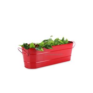 Maceta de Metal de forma ovalada de Color rojo con mango para decoración interior y exterior Maceta y maceta Suministros de jardín - Product Image 6