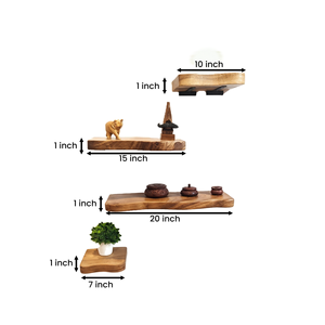 Natural Live Edge Floating <b>Shelves</b> Set 4 Unique Curved Wooden <b>Shelves</b> <b>Wall</b> Mounted Accent, Perfect <b>For</b> Living & <b>Bedroom</b> Decor - Product Image 6