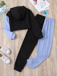 Chándal con capucha estampado ecológico de Invierno para mujer Traje de jogging multicolor con cuello corto con capucha - Product Image 5