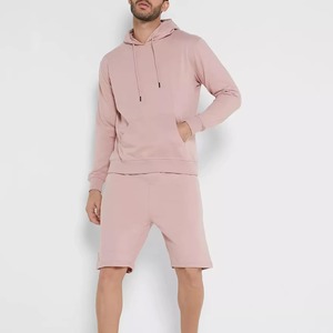 Venta al por mayor proveedor personalizado verano algodón Jogging ropa deportiva gimnasio chándal corto 2 piezas hombres pantalones cortos y Sudadera con capucha conjunto para hombres - Product Image 1