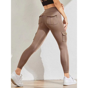 Ropa de entrenamiento personalizada para mujer, mallas de Yoga de cintura alta con bolsillo, mallas de realce hechas por Hanger Impex - Product Image 3