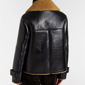 Veste bomber en fausse fourrure/vrai cuir pour femmes, fourrure de mouton, épaisse, chaude, manteau d'hiver matelassé, imperméable, respirant, fabrication OEM - Product Image 2