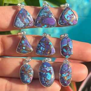Colgantes de Plata de Alta Calidad con Turquesa Morada de Mohave, Gemas de Moda en Diferentes Formas, Amuletos Elegantes para Bodas y Niños - Product Image 1