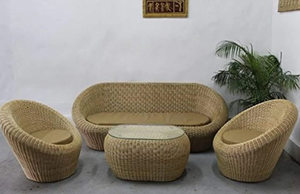 ชุดโซฟาหวายในร่มพร้อมโต๊ะในบ้านสวนห้องนั่งเล่นเฟอร์นิเจอร์โซฟาเส้นใยหวายธรรมชาติ - Product Image 2