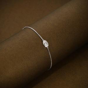 Pulsera Solitario con Diamante Cultivado en Laboratorio de Corte Ovalado, Engastado en Bisel, con Cadena de Oro de 14k, para Regalo de Boda, a Precio de Mayoreo - Product Image 3