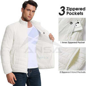 Chaqueta acolchada directa de fábrica para hombre, abrigo empacable aislado para Otoño Invierno Primavera, puños elásticos con dobladillo, múltiples bolsillos - Product Image 3