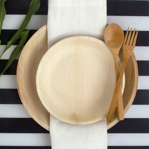 Platos desechables redondos sostenibles, vajilla biodegradable ecológica para fiestas en casa y uso de catering - Product Image 5
