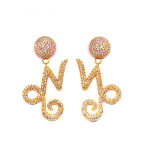 Ensemble de boucles d'oreilles à breloques classiques de tous les jours pour femmes en argent sterling 925 plaqué or vermeil avec topaze blanche vêtements pour femmes - Product Image 1