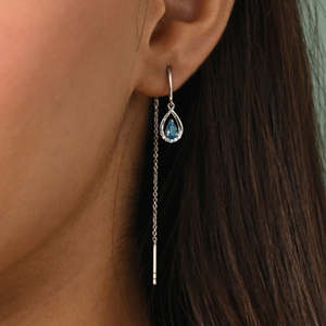 NOVAMART Fine 925 Sterling Silver Water Drop <b>Threader</b> <b>Earrings</b> Wholesale Export - Product Image 4