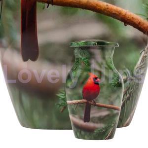 Boîte en velours gratuite Mini urnes souvenir en aluminium Cardinal rouge - Product Image 2