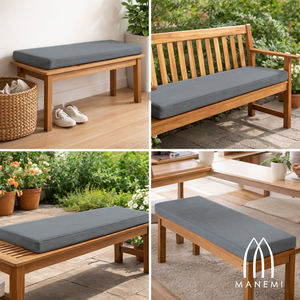 Coussin de banc long minimaliste en bois massif avec rembourrage en mousse haute densité, housse amovible et lavable à fermeture éclair, pour chaises et tapis d'intérieur - Product Image 6