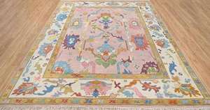 Tapis en laine tufté à la main Oushak, design turc traditionnel, taille personnalisée, antidérapant, lavable, à poils ras, avec support en latex, pour la maison et l'hôtel - Product Image 3