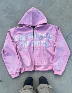 Sweat à capuche unisexe personnalisé en molleton 100 % coton avec fermeture éclair, motif uni, broderie perlée, écologique, pour l'hiver, avec logo personnalisé sur le devant - Product Image 3