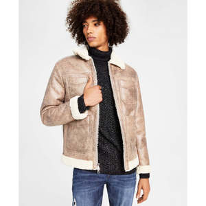 INC International Concepts Giacca da uomo Flynn marrone con zip frontale, in pile invernale con decorazioni a fantasia, taglia XL - Product Image 1