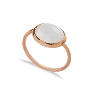 Piedra de cuarzo blanco ovalado Diseño de bisel de oro Anillo hecho a mano de plata esterlina 925 al por mayor turca - Product Image 6