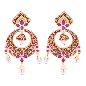 Elegant AD Gold Plated Luxury Dangle Earrings Custom Fashion <b>Artificial</b> Pearl Jewelry Mainly Made Brass for Weddings Everyday - Product Image 2