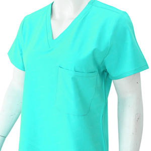 Tenues d'hôpital unisexes personnalisables en tissu sergé respirant, ensembles d'uniformes d'infirmière à manches courtes, col montant, faciles à porter, avec poche pour aiguilles - Product Image 4