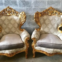 Fauteuils de salon de luxe de style baroque vintage, construction en teck, pour la maison, le salon - taille et couleur personnalisables