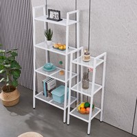Étagère à échelle blanche à 4 niveaux bibliothèque fleur étagère debout rustique organisateur de rangement étagère en métal pour bar à la maison ou au bureau