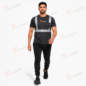 T-shirt de travail haute visibilité pour homme Tiierwear, manches courtes, polyester, réfléchissant, séchage rapide, respirant, uniforme haute visibilité - Product Image 3