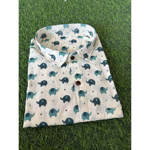 Men's Casual Printed <b>Half</b> Sleeve 100% Cotton Satin Dress <b>Shirt</b> with Elephant Motif Beach Wear Size 6XL (SHKN1076) - Product Image 2