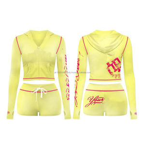 Custom Summer Men <b>Sets</b> Quarter Zip Up Printing Sports 100% Nylon Hoodies And Shorts <b>Set</b> Short Outerwear Windbreaker Tracksuit - Product Image 1