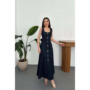 Vestido de Mezclilla Azul con Botones Decorativos - Azul - Product Image 2