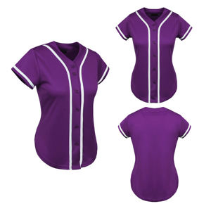 Camiseta de béisbol de calidad superior para mujer, ropa de softbol, camiseta de béisbol con botones de poliéster y logotipo bordado personalizado - Product Image 3