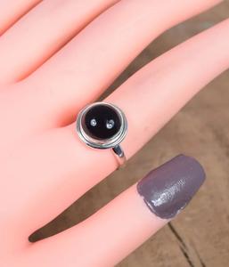 Anillo de piedras preciosas redondas de Plata de Ley 925 de ónix negro, joyería elegante hecha a mano, regalo para aniversario - Product Image 4